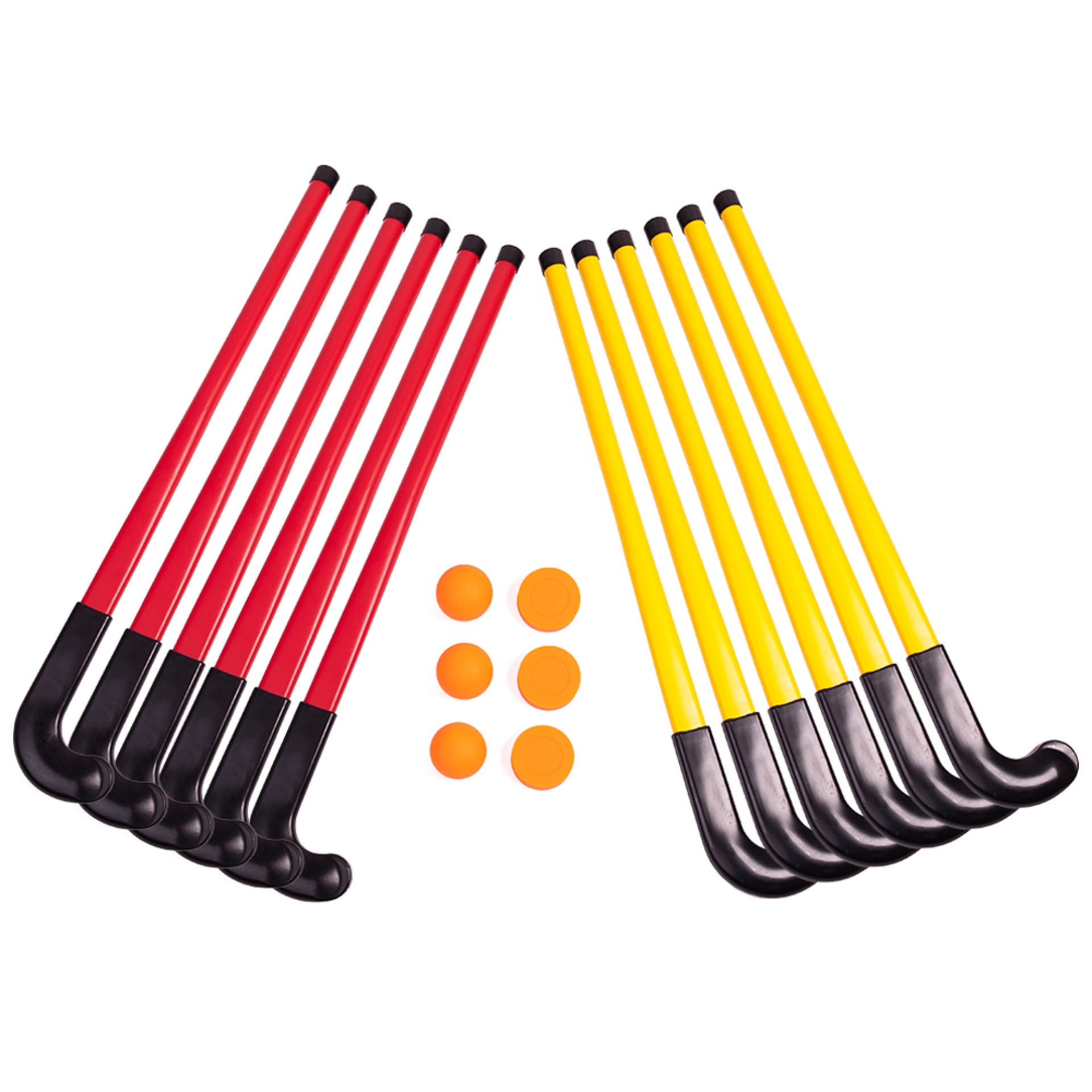 KIT HOCKEY 12 PALOS DE PVC Y GOMA + 3 BOLAS + 3 PUCKS