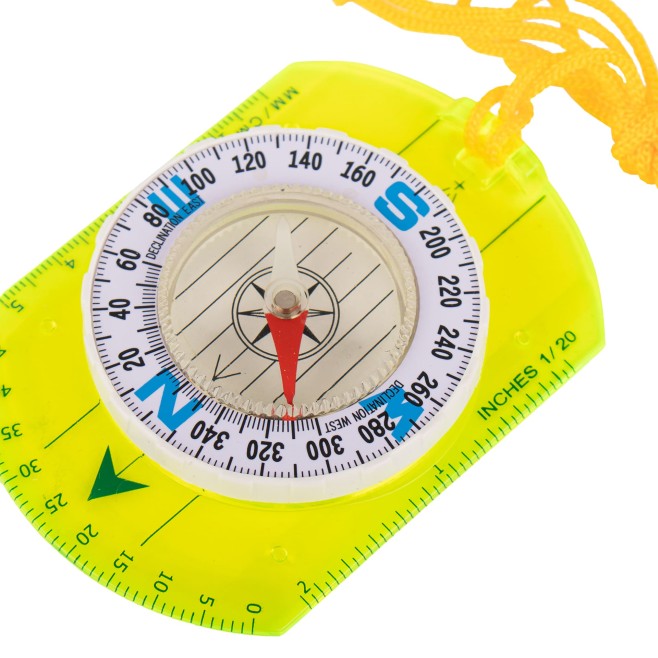YELLOW SCHOOL THUMB COMPASS WITH STRAP