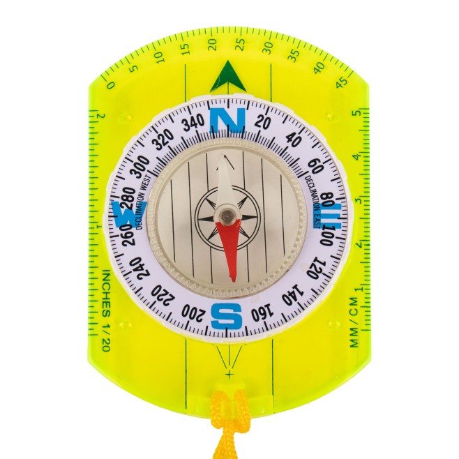YELLOW SCHOOL THUMB COMPASS WITH STRAP