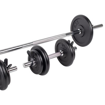 SET DE BARRA Y MANCUERNAS HOME FITNESS (48KG)