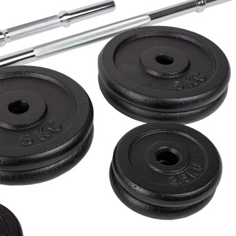 SET DE BARRA Y MANCUERNAS HOME FITNESS (48KG)