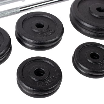 SET DE BARRA Y MANCUERNAS HOME FITNESS (48KG)