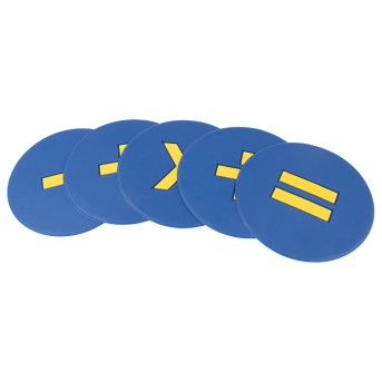 SET OF 5 RUBBER COASTERS WITH MATHEMATICAL SYMBOLS