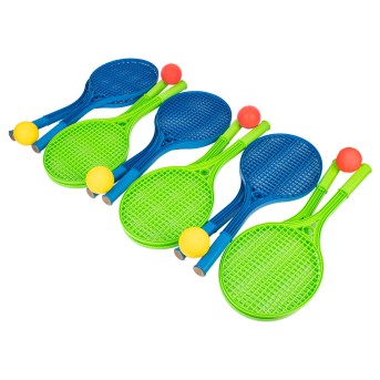 CONJUNTO DE 12 RAQUETES DE MINI-TNIS + 6 BOLAS