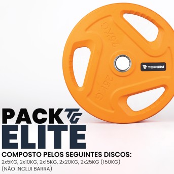PACK ELITE DISCOS OLMPICOS COM PEGAS (150kg)