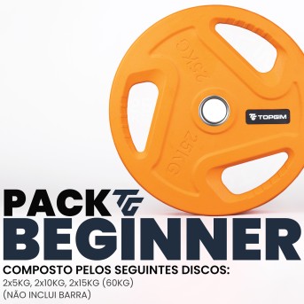 PACK BEGINNER DISCOS OLMPICOS COM PEGAS (60kg)