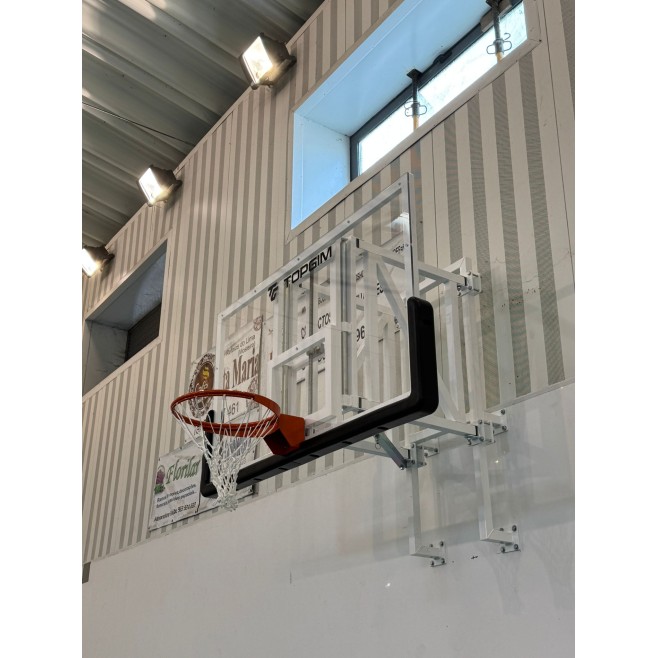 UNIDADE DE BASQUETEBOL OFICIAL COM REBATIMENTO LATERAL E AJUSTÁVEL EM ALTURA