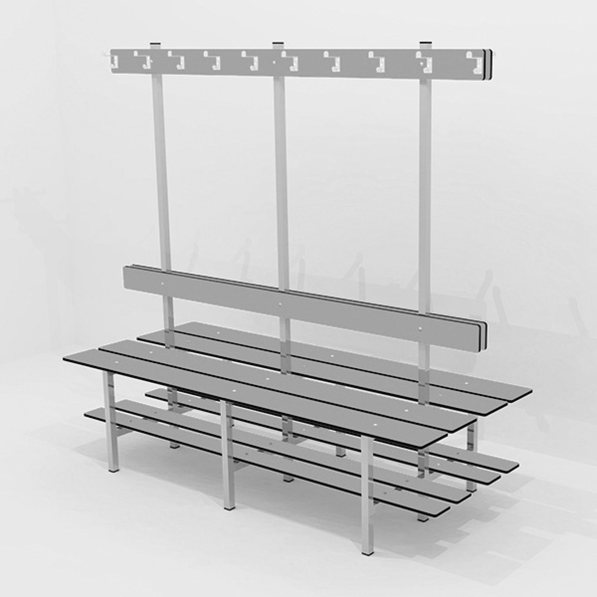 4-FUNCTION DOUBLE PHENOLIC LOCKEROOOM BENCH