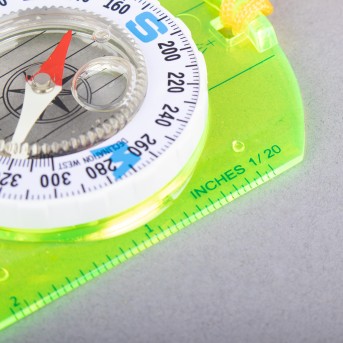 YELLOW SCHOOL THUMB COMPASS WITH STRAP