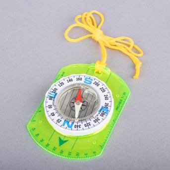 YELLOW SCHOOL THUMB COMPASS WITH STRAP