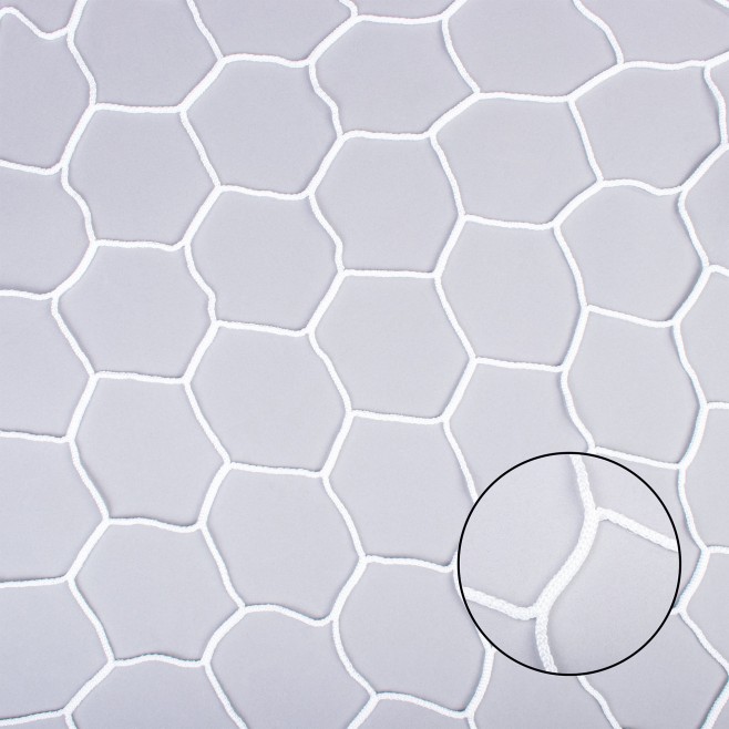 PAIR OF HEXAGONAL FOOTBALL 11 GOAL NETS (KNOTLESS)