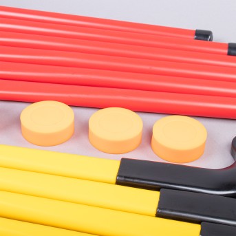 HOCKEY KIT 12 PVC AND RUBBER STICKS + 3 BALLS + 3 DISCS